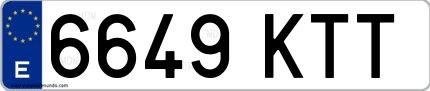 Ejemplo de matrícula española 6649 KTT