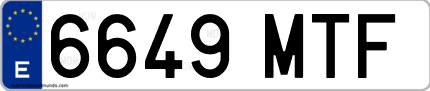 Ejemplo de matrícula de coche ordinaria 6649 MTF