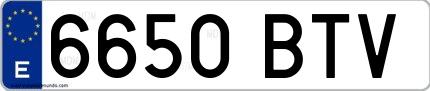 Ejemplo de matrícula española 6650 BTV