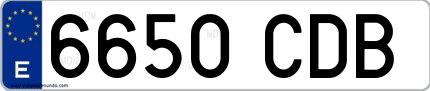 Ejemplo de matrícula española 6650 CDB