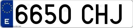 Ejemplo de matrícula española 6650 CHJ