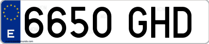 Ejemplo de matrícula de coche ordinaria 6650 GHD