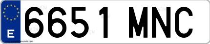 Ejemplo de matrícula española 6651 MNC