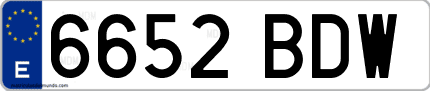 Ejemplo de matrícula de coche ordinaria 6652 BDW