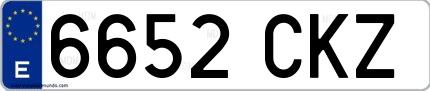 Ejemplo de matrícula española 6652 CKZ
