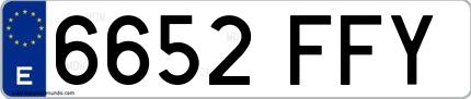 Ejemplo de matrícula española 6652 FFY