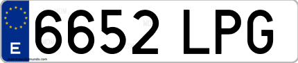 Ejemplo de matrícula de coche ordinaria 6652 LPG