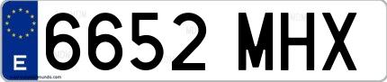 Ejemplo de matrícula española 6652 MHX