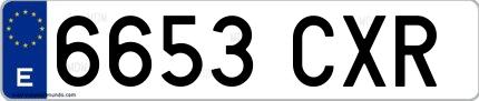 Ejemplo de matrícula española 6653 CXR