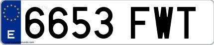 Ejemplo de matrícula española 6653 FWT