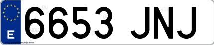 Ejemplo de matrícula española 6653 JNJ