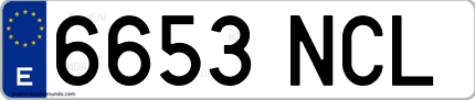 Ejemplo de matrícula de coche ordinaria 6653 NCL