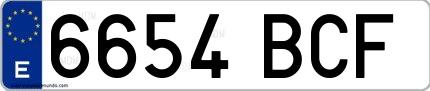 Ejemplo de matrícula española 6654 BCF
