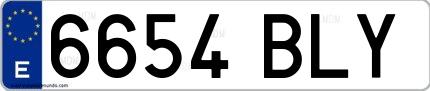 Ejemplo de matrícula española 6654 BLY