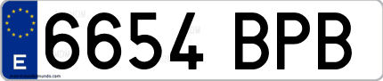 Ejemplo de matrícula de coche ordinaria 6654 BPB