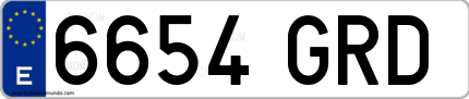 Ejemplo de matrícula de coche ordinaria 6654 GRD