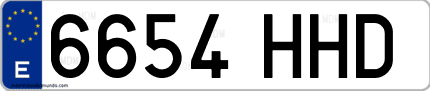 Ejemplo de matrícula de coche ordinaria 6654 HHD