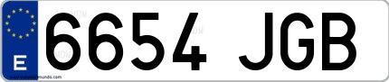 Ejemplo de matrícula española 6654 JGB