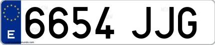 Ejemplo de matrícula española 6654 JJG