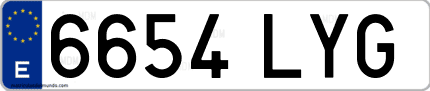 Ejemplo de matrícula de coche ordinaria 6654 LYG