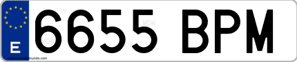 Ejemplo de matrícula de coche ordinaria 6655 BPM