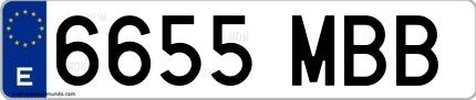 Ejemplo de matrícula española 6655 MBB
