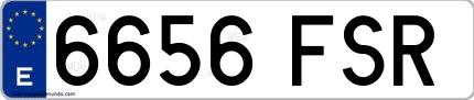 Ejemplo de matrícula española 6656 FSR