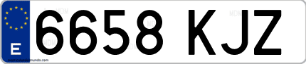 Ejemplo de matrícula de coche ordinaria 6658 KJZ