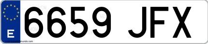 Ejemplo de matrícula española 6659 JFX
