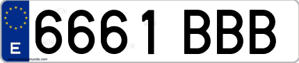 Ejemplo de matrícula de coche ordinaria 6661 BBB