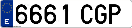 Ejemplo de matrícula de coche ordinaria 6661 CGP