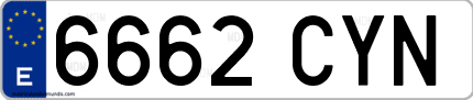 Ejemplo de matrícula de coche ordinaria 6662 CYN