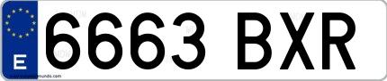 Ejemplo de matrícula española 6663 BXR