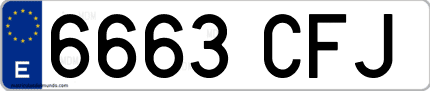 Ejemplo de matrícula de coche ordinaria 6663 CFJ