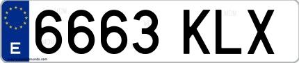 Ejemplo de matrícula española 6663 KLX