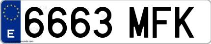 Ejemplo de matrícula española 6663 MFK