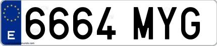 Ejemplo de matrícula española 6664 MYG