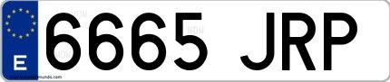 Ejemplo de matrícula española 6665 JRP