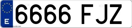 Ejemplo de matrícula española 6666 FJZ