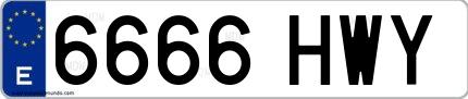 Ejemplo de matrícula española 6666 HWY