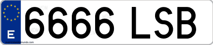 Ejemplo de matrícula de coche ordinaria 6666 LSB