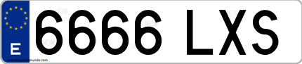 Ejemplo de matrícula de coche ordinaria 6666 LXS