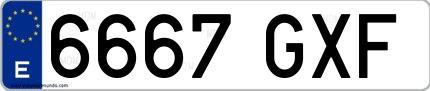 Ejemplo de matrícula española 6667 GXF