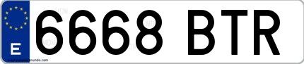 Ejemplo de matrícula española 6668 BTR