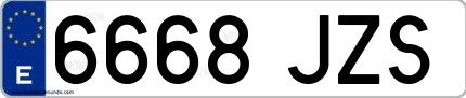 Ejemplo de matrícula española 6668 JZS