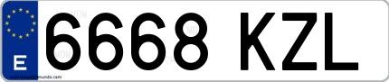 Ejemplo de matrícula española 6668 KZL