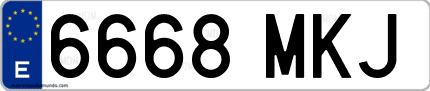 Ejemplo de matrícula de coche ordinaria 6668 MKJ