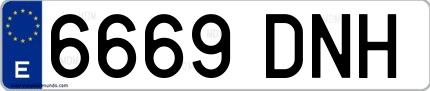 Ejemplo de matrícula española 6669 DNH