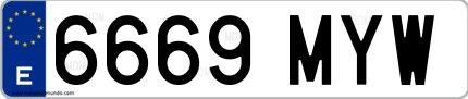Ejemplo de matrícula española 6669 MYW