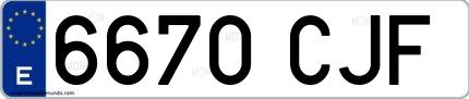 Ejemplo de matrícula española 6670 CJF